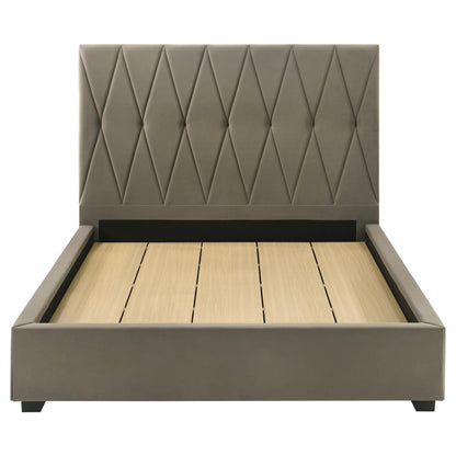  Coaster Furniture Delsea 315975Q Upholstered Queen Panel Platform Bed - Light Brown IMAGE 2