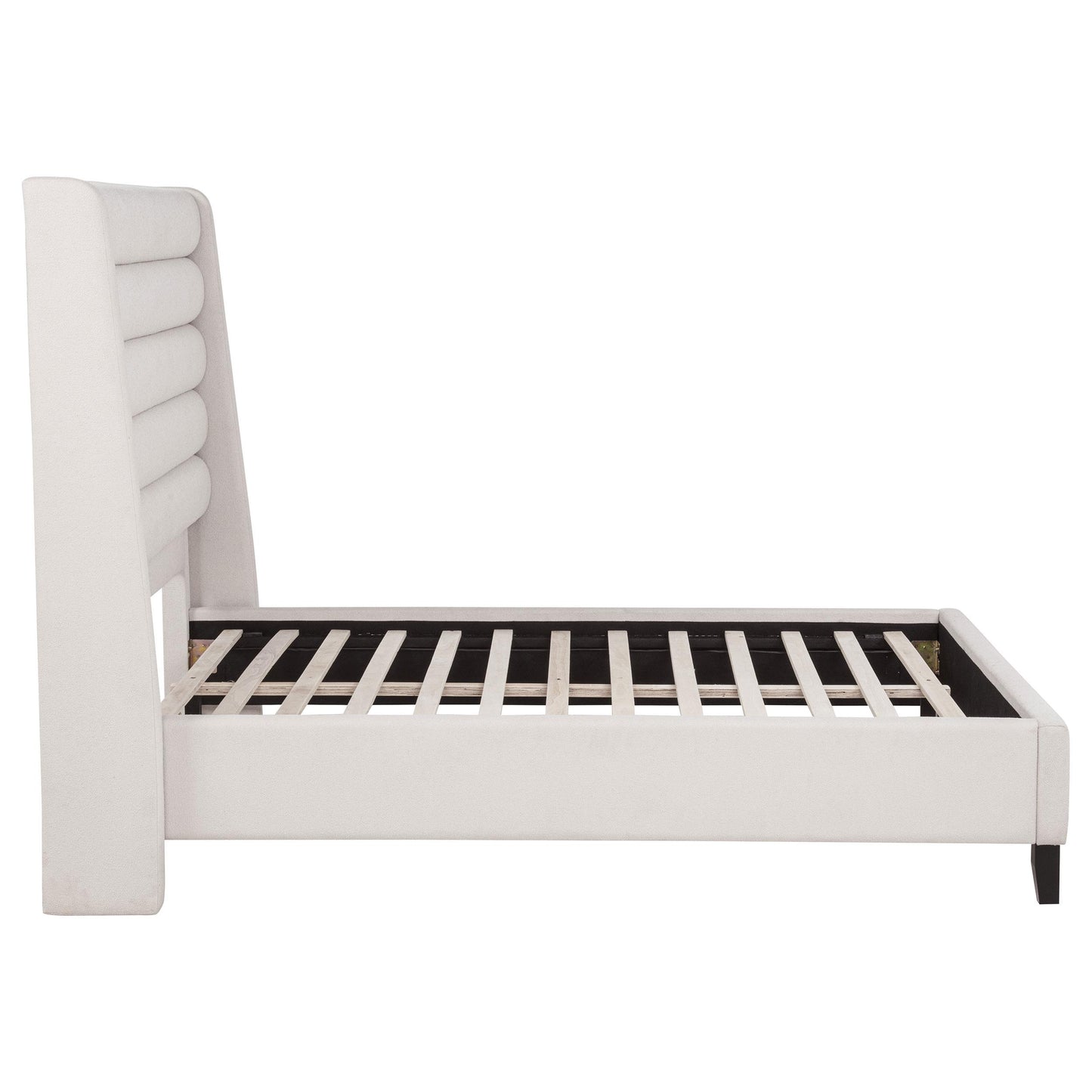  Coaster Furniture Leslie 315983F Upholstered Tufted Full Wingback Platform Bed - Beige IMAGE 1