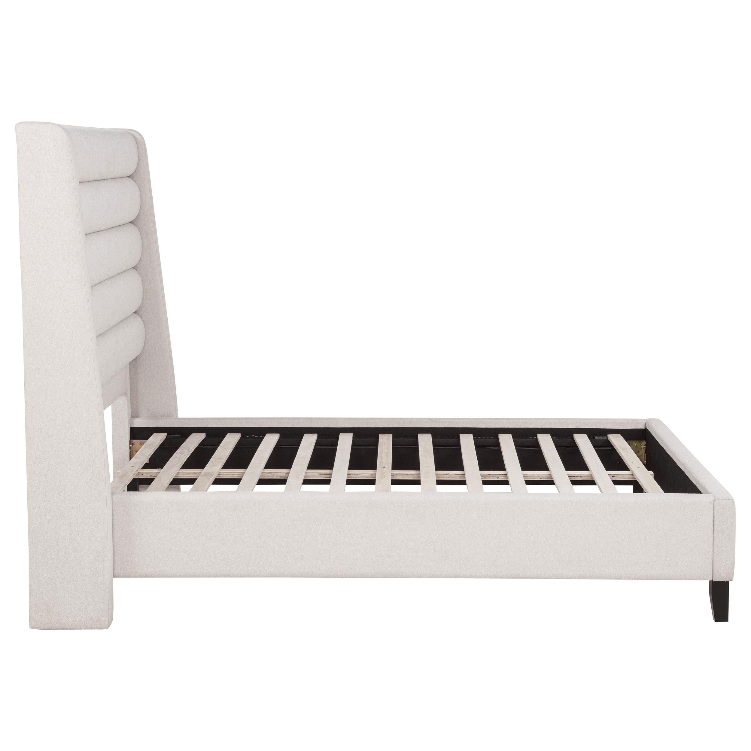  Coaster Furniture Leslie 315983F Upholstered Tufted Full Wingback Platform Bed - Beige IMAGE 1