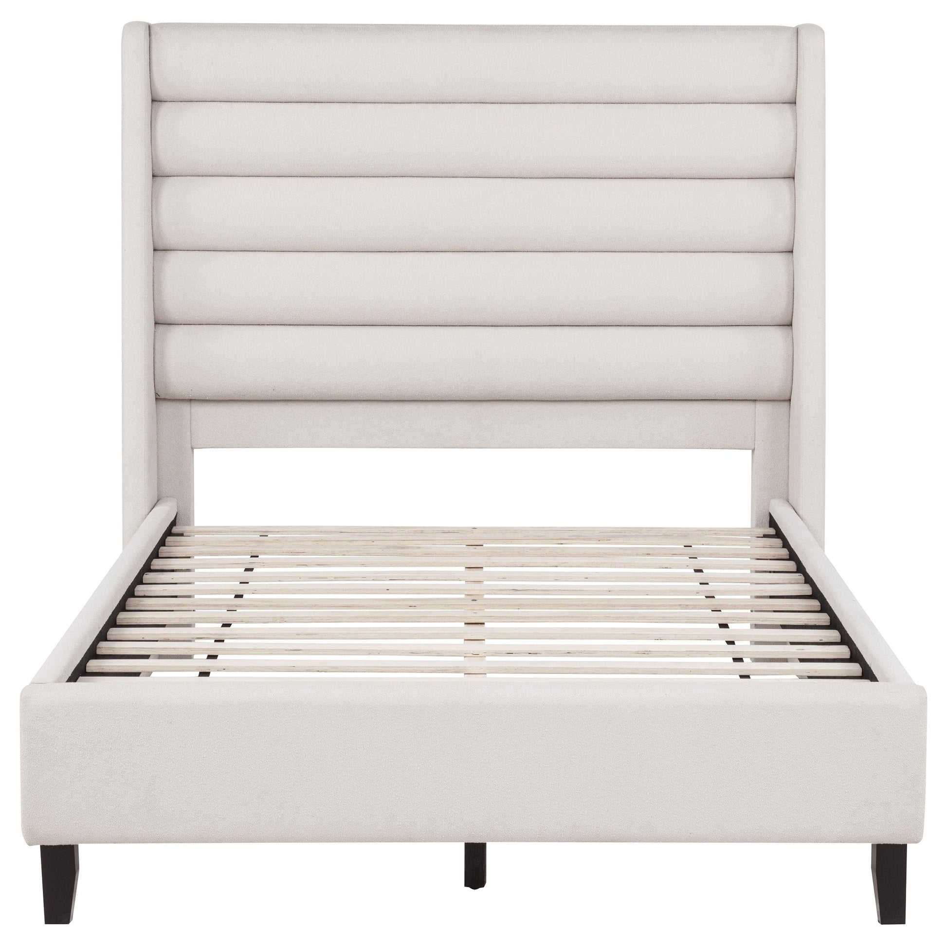  Coaster Furniture Leslie 315983F Upholstered Tufted Full Wingback Platform Bed - Beige IMAGE 2