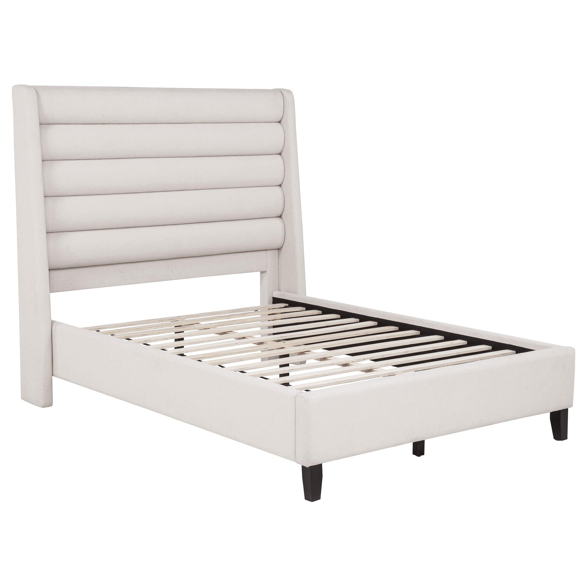  Coaster Furniture Leslie 315983F Upholstered Tufted Full Wingback Platform Bed - Beige IMAGE 3