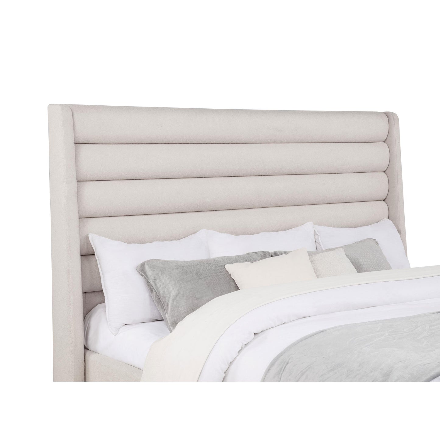  Coaster Furniture Leslie 315983KE Upholstered Tufted Eastern King Wingback Platform Bed - Beige IMAGE 4