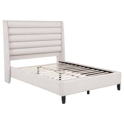  Coaster Furniture Leslie 315983Q Upholstered Tufted Queen Wingback Platform Bed - Beige IMAGE 1