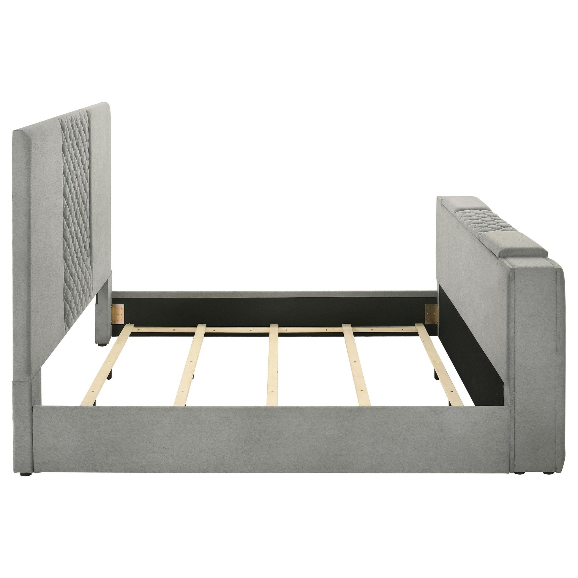  Coaster Furniture Tara 315994KE 61-inch Upholstered Eastern King Panel TV Bed - Grey IMAGE 11