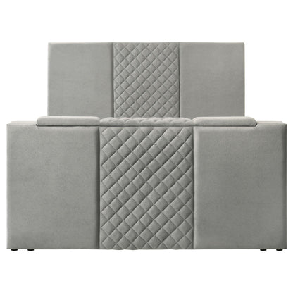  Coaster Furniture Tara 315994KE 61-inch Upholstered Eastern King Panel TV Bed - Grey IMAGE 6