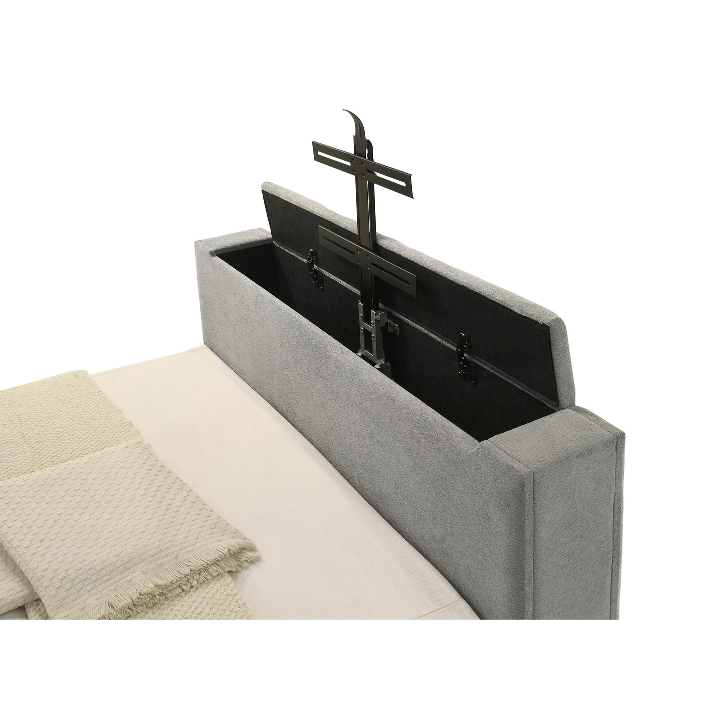  Coaster Furniture Tara 315994Q 61-inch Upholstered Queen Panel TV Bed - Grey IMAGE 4