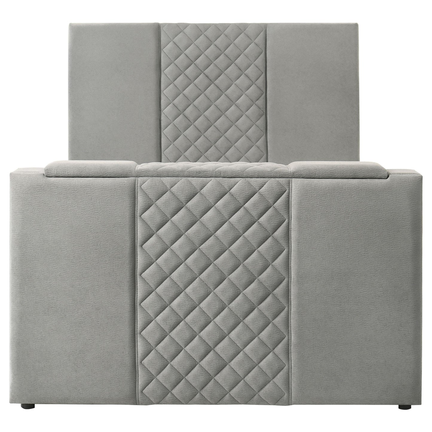  Coaster Furniture Tara 315994Q 61-inch Upholstered Queen Panel TV Bed - Grey IMAGE 6