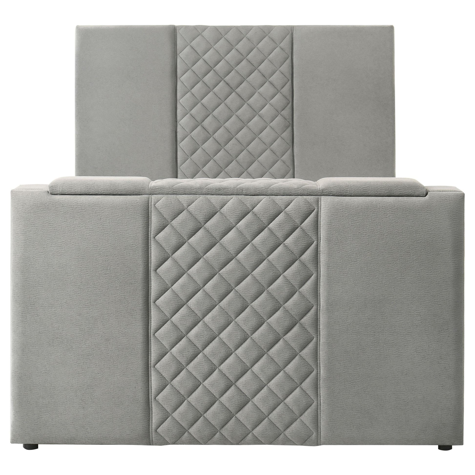  Coaster Furniture Tara 315994Q 61-inch Upholstered Queen Panel TV Bed - Grey IMAGE 6