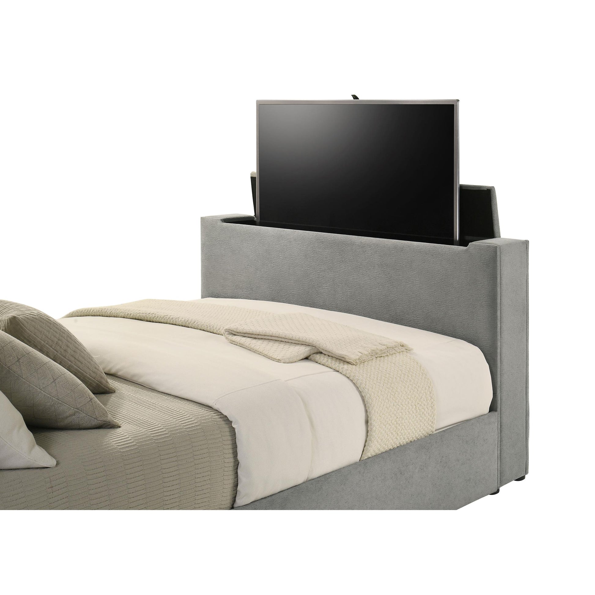  Coaster Furniture Tara 315994Q 61-inch Upholstered Queen Panel TV Bed - Grey IMAGE 7