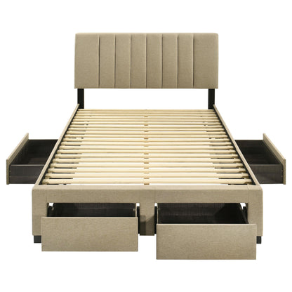  Coaster Furniture Wheatland 316010F 4-drawer Upholstered Full Storage Bed - Light Brown IMAGE 10