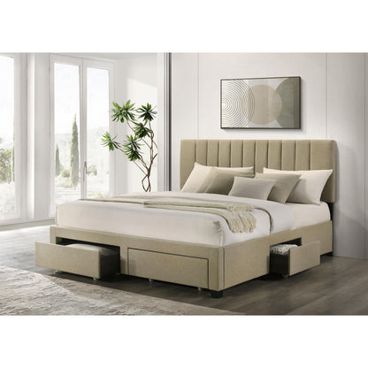  Coaster Furniture Wheatland 316010KE 4-drawer Upholstered Eastern King Storage Bed - Brown IMAGE 8