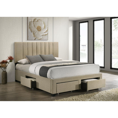  Coaster Furniture Wheatland 316010Q 4-drawer Upholstered Queen Storage Bed - Light Brown IMAGE 10