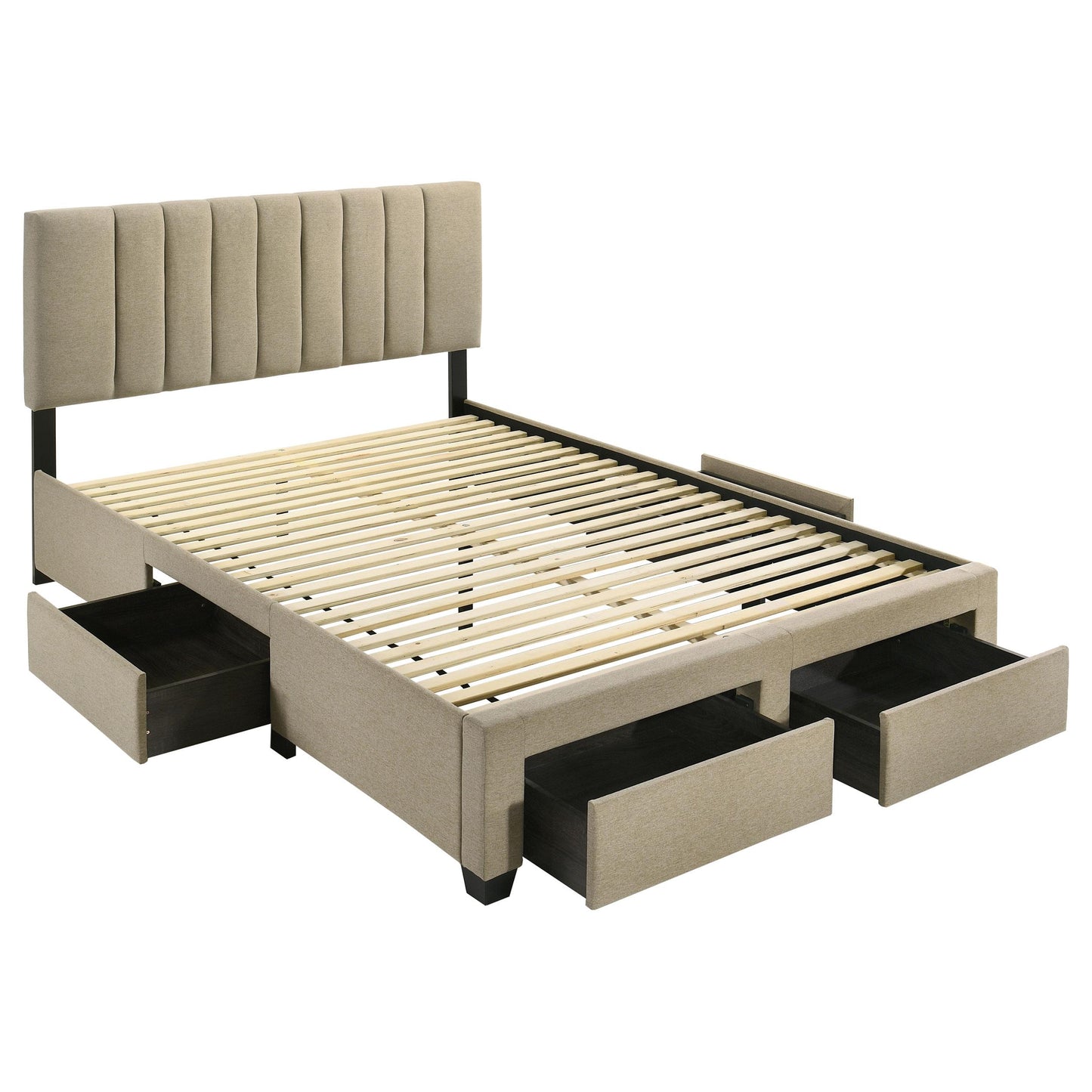  Coaster Furniture Wheatland 316010Q 4-drawer Upholstered Queen Storage Bed - Light Brown IMAGE 2