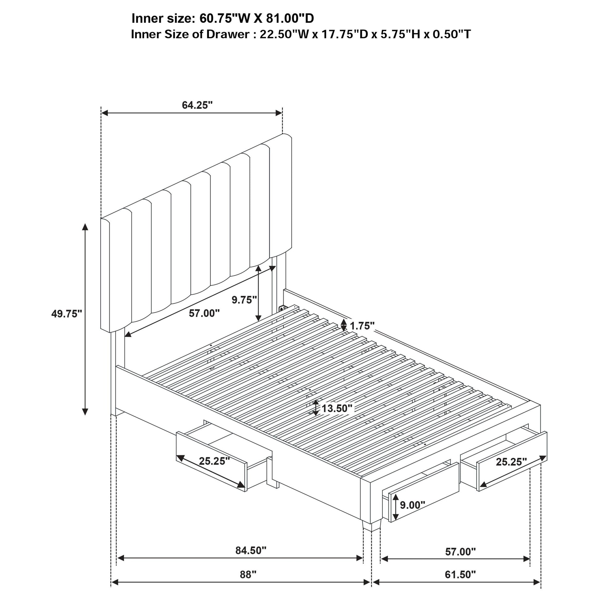 Coaster Furniture Wheatland 316010Q 4-drawer Upholstered Queen Storage Bed - Light Brown IMAGE 8