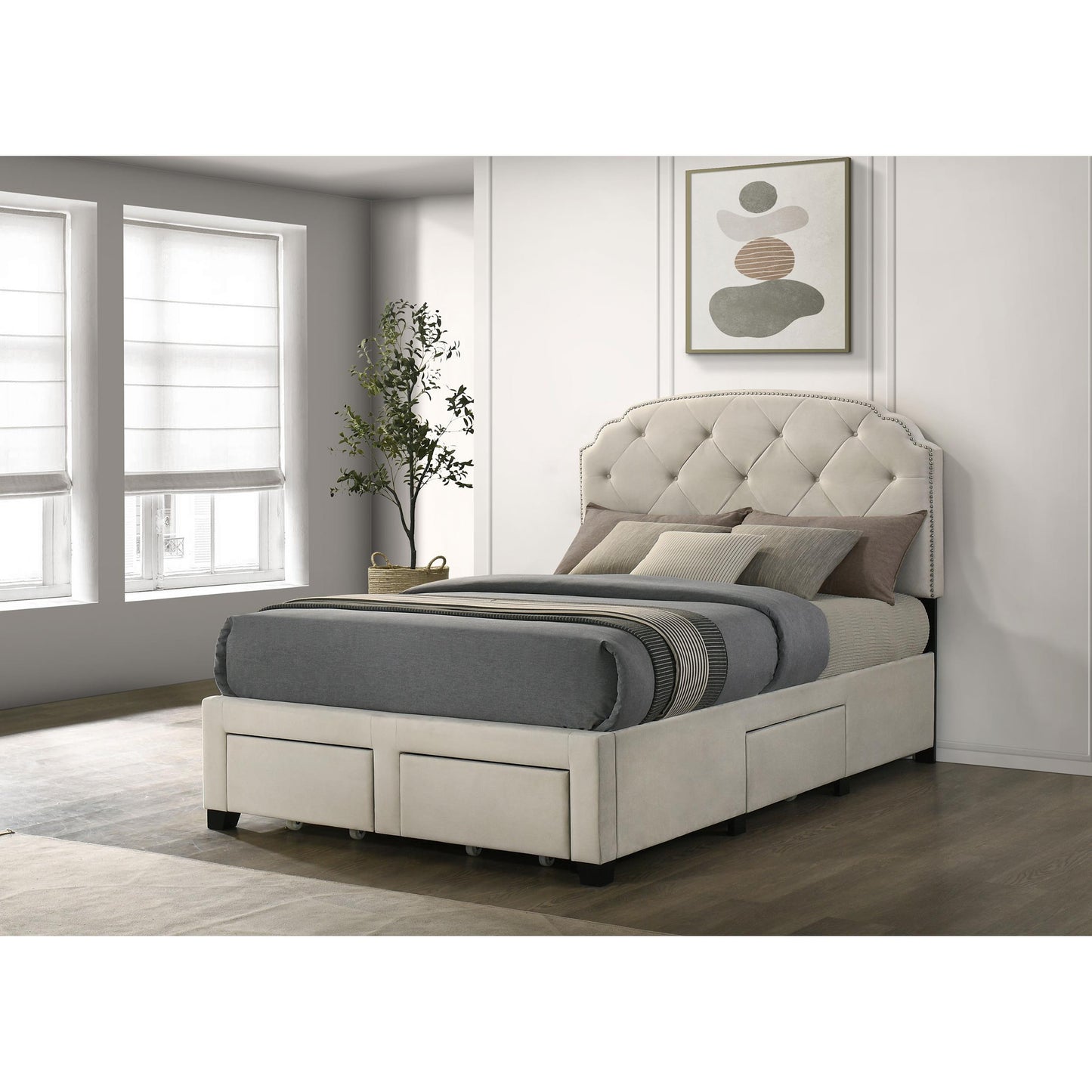  Coaster Furniture Marianna 316011F 4-drawer Upholstered Full Storage Bed - Cream IMAGE 4