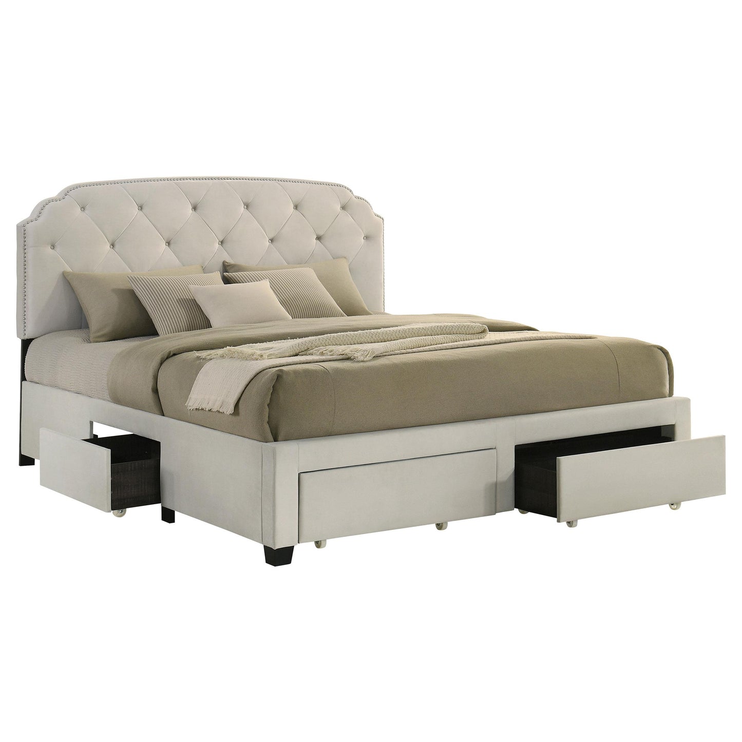  Coaster Furniture Marianna 316011KE 4-drawer Upholstered Eastern King Storage Bed - Cream IMAGE 5