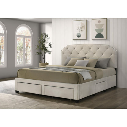  Coaster Furniture Marianna 316011KE 4-drawer Upholstered Eastern King Storage Bed - Cream IMAGE 6