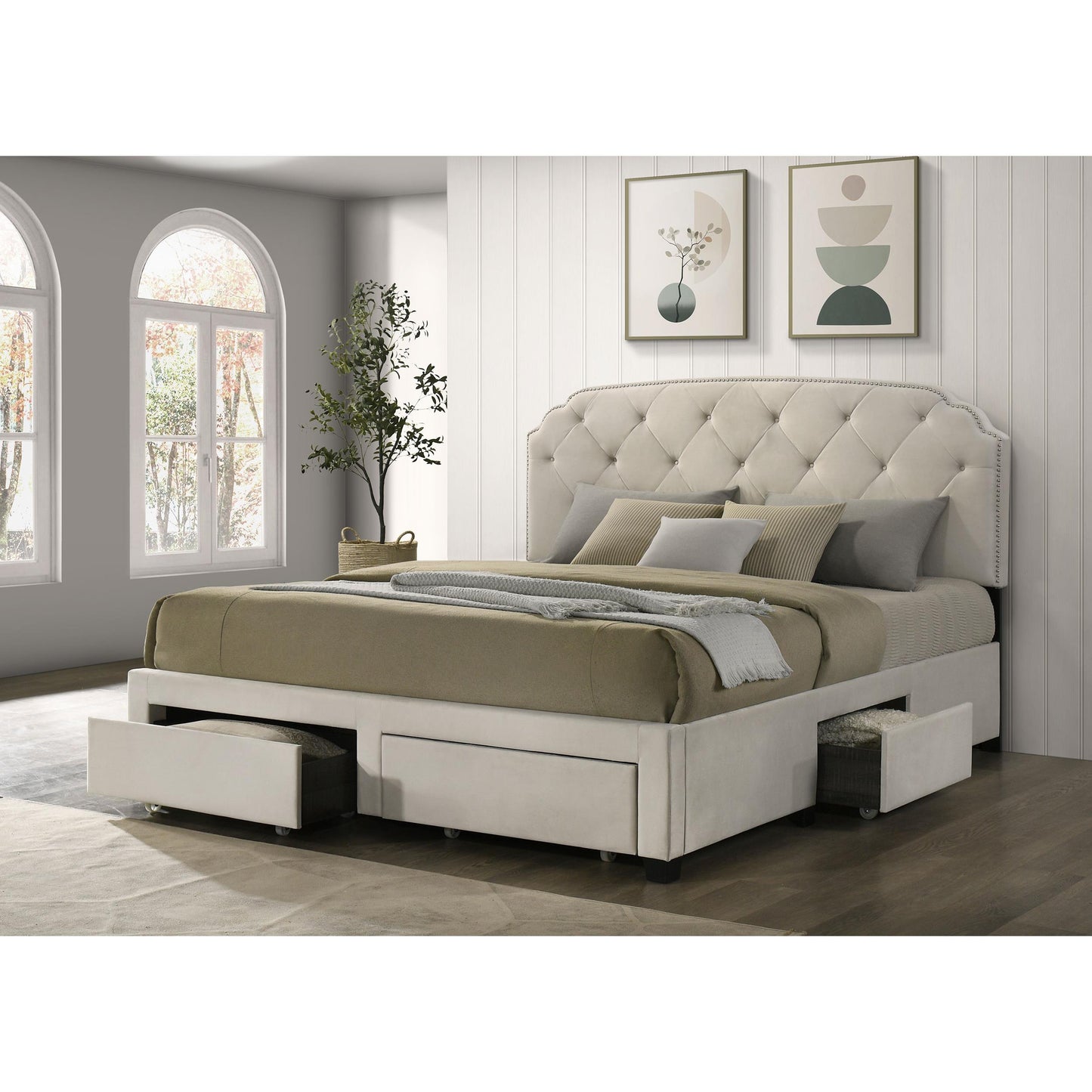  Coaster Furniture Marianna 316011KE 4-drawer Upholstered Eastern King Storage Bed - Cream IMAGE 9