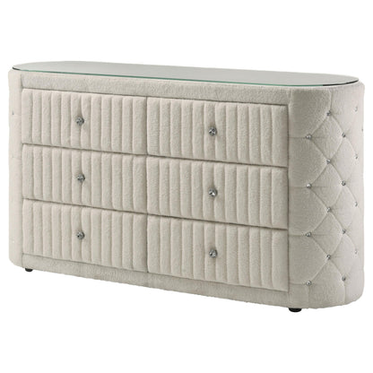  Coaster Furniture Sonya 360113 6-drawer Upholstered Bedroom Dresser - Ivory IMAGE 11