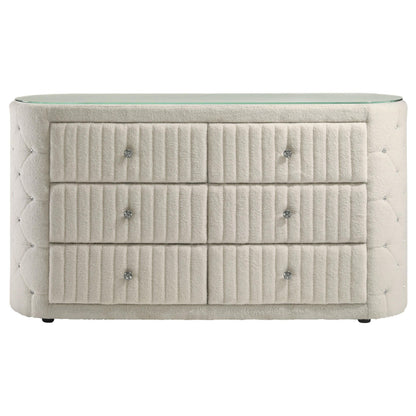  Coaster Furniture Sonya 360113 6-drawer Upholstered Bedroom Dresser - Ivory IMAGE 8