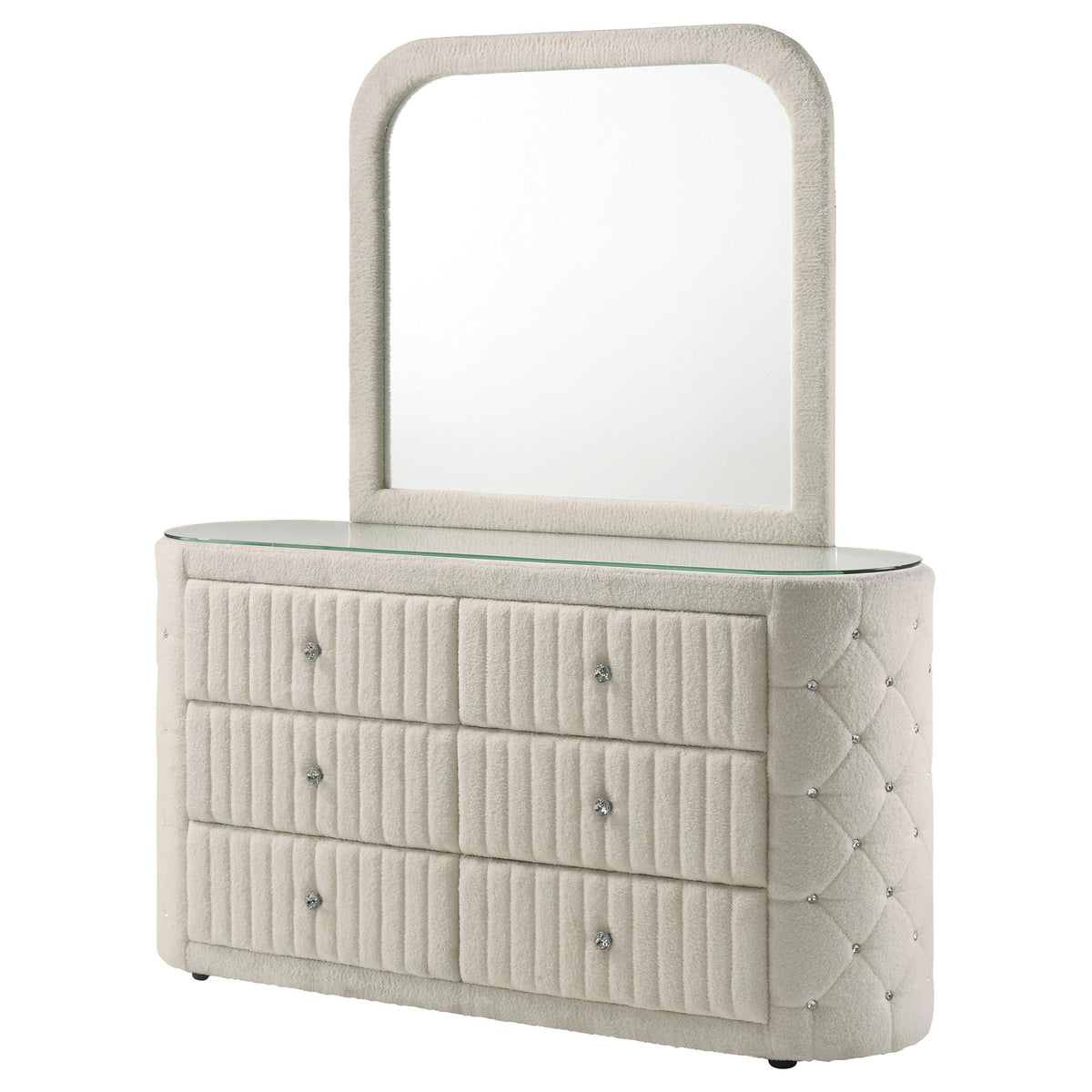  Coaster Furniture Sonya 360113M 6-drawer Upholstered Bedroom Dresser with Mirror - Ivory IMAGE 11