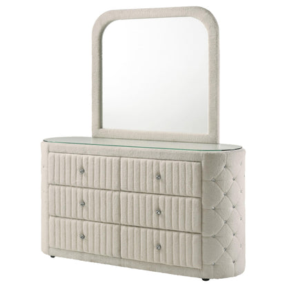  Coaster Furniture Sonya 360113M 6-drawer Upholstered Bedroom Dresser with Mirror - Ivory IMAGE 11