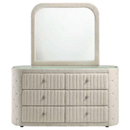  Coaster Furniture Sonya 360113M 6-drawer Upholstered Bedroom Dresser with Mirror - Ivory IMAGE 8