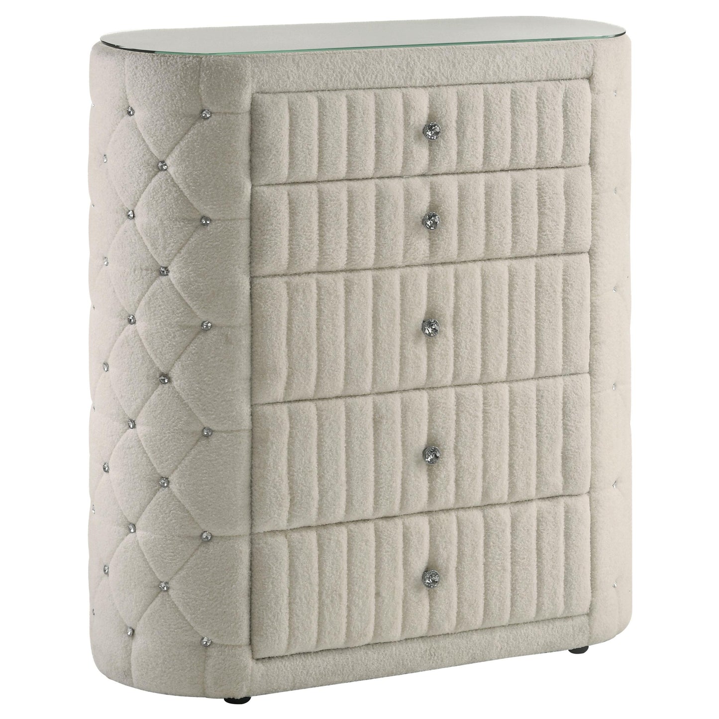  Coaster Furniture Sonya 360115 5-drawer Upholstered Bedroom Chest - Ivory IMAGE 3