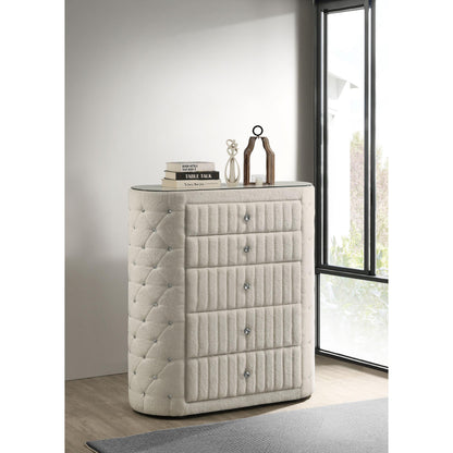  Coaster Furniture Sonya 360115 5-drawer Upholstered Bedroom Chest - Ivory IMAGE 6