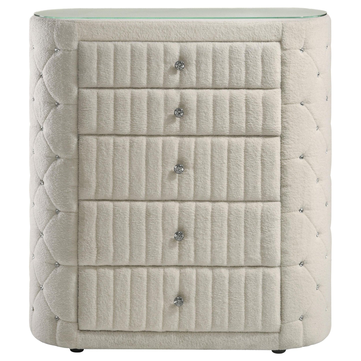  Coaster Furniture Sonya 360115 5-drawer Upholstered Bedroom Chest - Ivory IMAGE 8