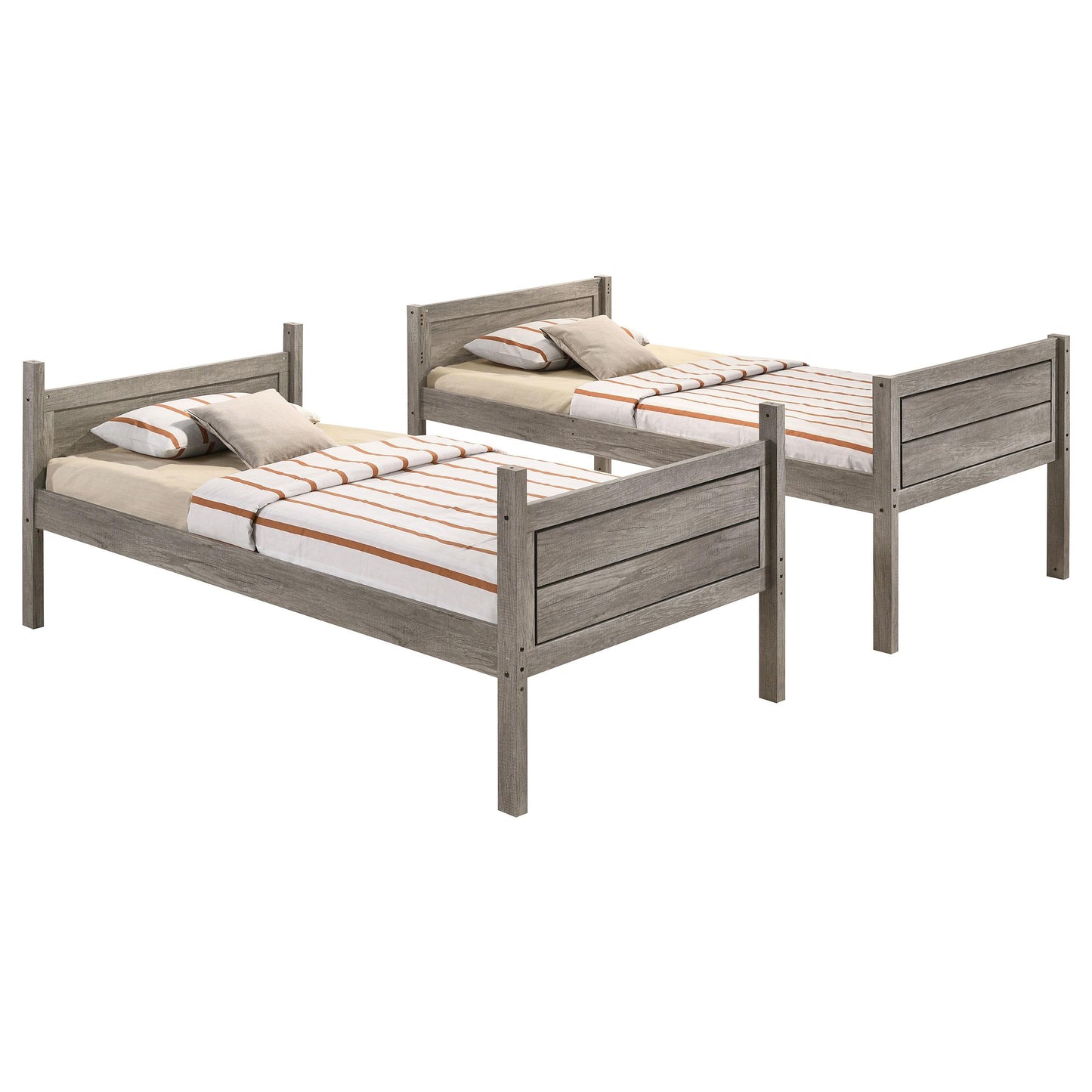  Coaster Furniture Ryder 400818-SM Wood Twin Over Twin Bunk Bed with Mattress - Weathered Taupe IMAGE 3