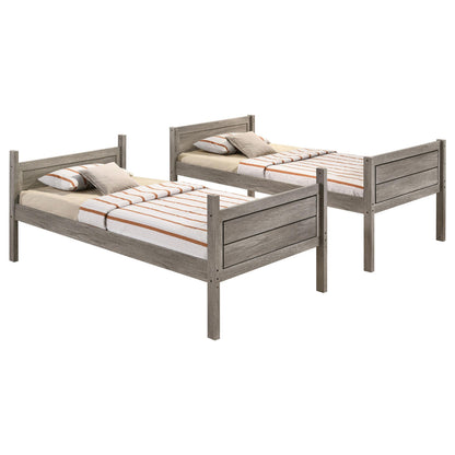  Coaster Furniture Ryder 400818-SM Wood Twin Over Twin Bunk Bed with Mattress - Weathered Taupe IMAGE 3