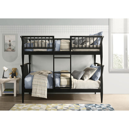  Coaster Furniture Abram 460061BLKT Windsor Twin Over Twin Wood Bunk Bed with Ladder - Black IMAGE 4