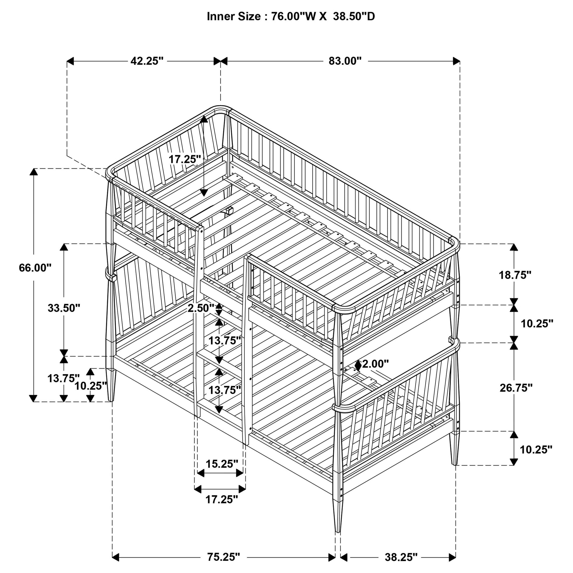  Coaster Furniture Abram 460061BLKT Windsor Twin Over Twin Wood Bunk Bed with Ladder - Black IMAGE 6