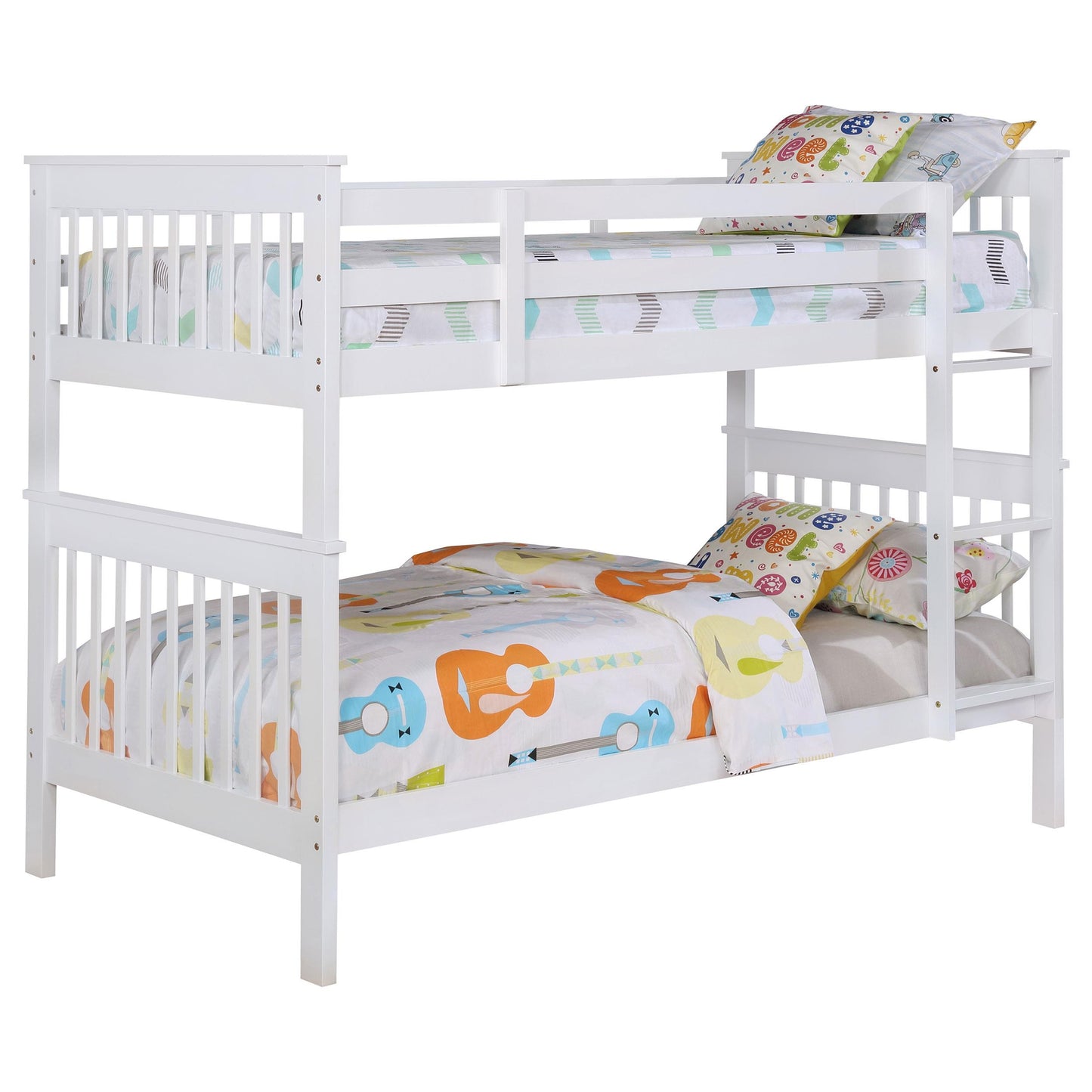  Coaster Furniture Chapman 460244N-SM Wood Twin Over Twin Bunk Bed with Mattress - White IMAGE 3
