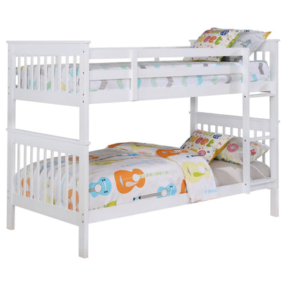  Coaster Furniture Chapman 460244N-SM Wood Twin Over Twin Bunk Bed with Mattress - White IMAGE 3