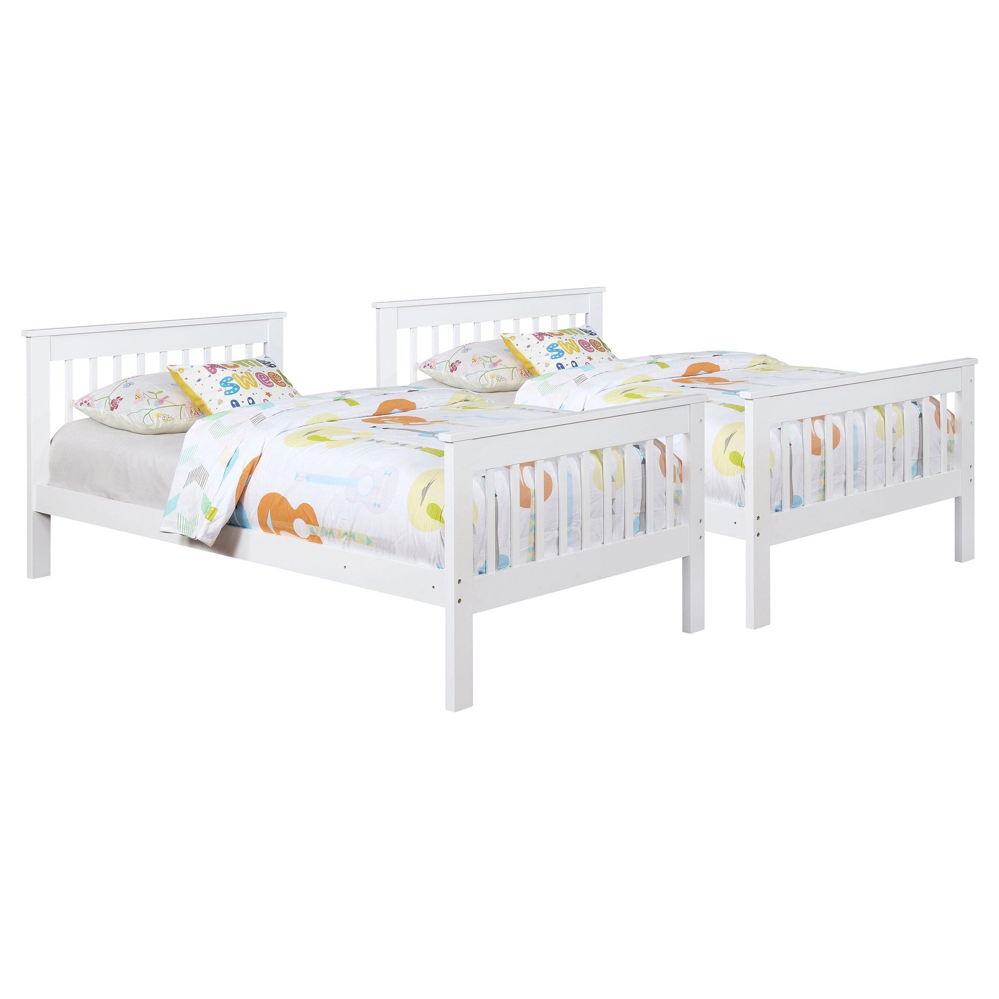  Coaster Furniture Chapman 460244N-SM Wood Twin Over Twin Bunk Bed with Mattress - White IMAGE 4