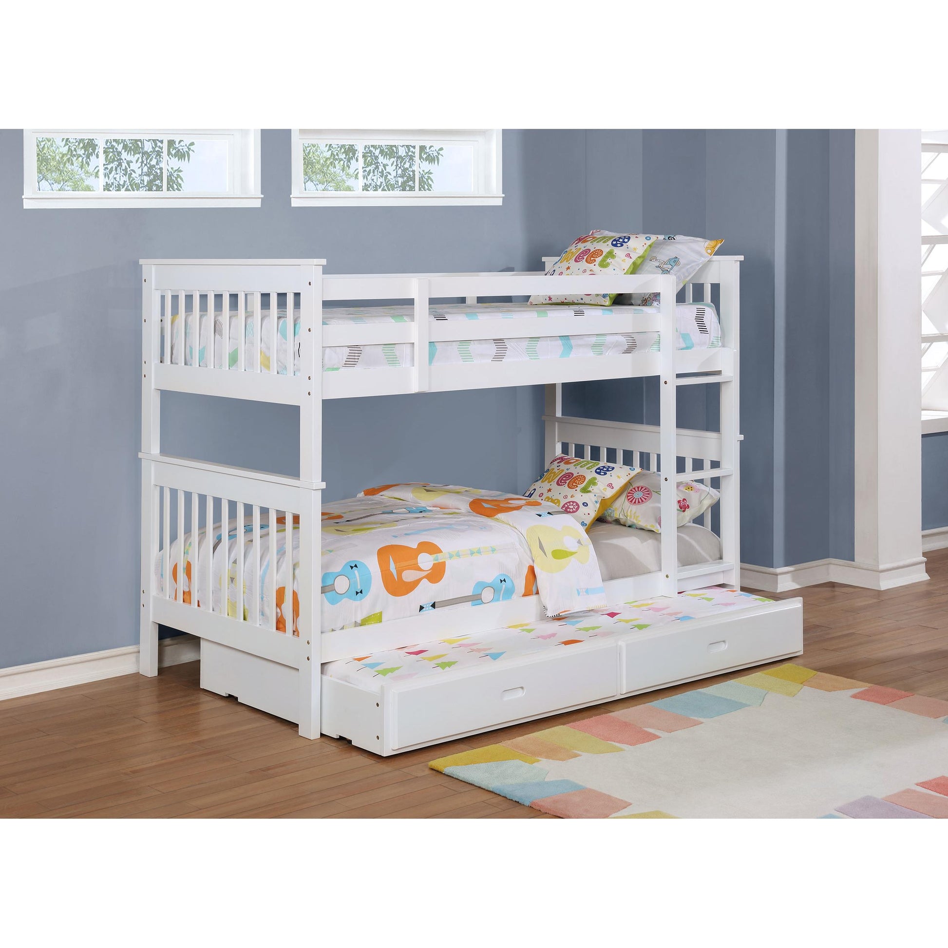  Coaster Furniture Chapman 460244N-SM Wood Twin Over Twin Bunk Bed with Mattress - White IMAGE 5