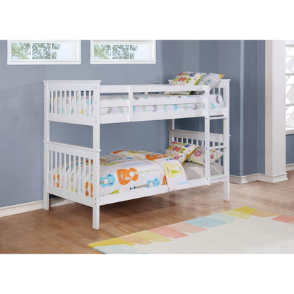  Coaster Furniture Chapman 460244N-SM Wood Twin Over Twin Bunk Bed with Mattress - White IMAGE 6