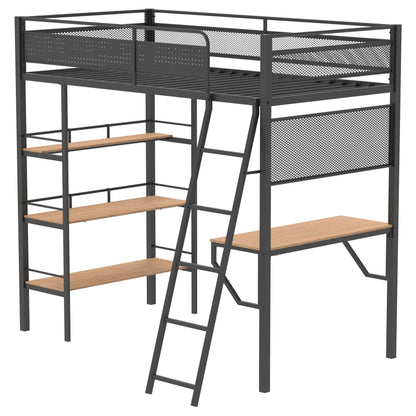  Coaster Furniture Campus 460332BLK 3-shelf Metal Twin Workstation Loft Bed - Matte Black IMAGE 1