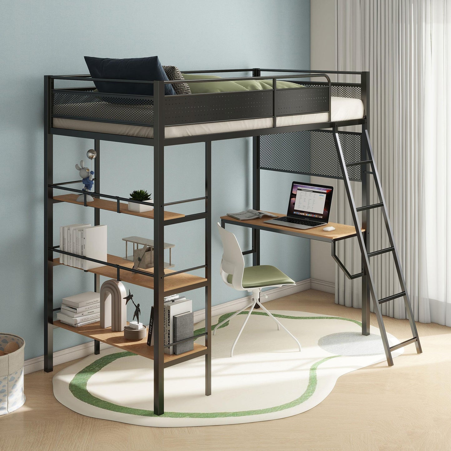  Coaster Furniture Campus 460332BLK 3-shelf Metal Twin Workstation Loft Bed - Matte Black IMAGE 6
