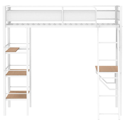  Coaster Furniture Campus 460332WHT 3-shelf Metal Twin Workstation Loft Bed - Matte White IMAGE 5