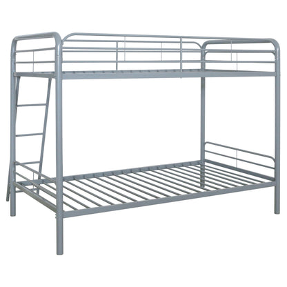 Coaster Furniture Carson 460334SVR Metal Twin Over Twin Bunk Bed - Glossy Silver IMAGE 2