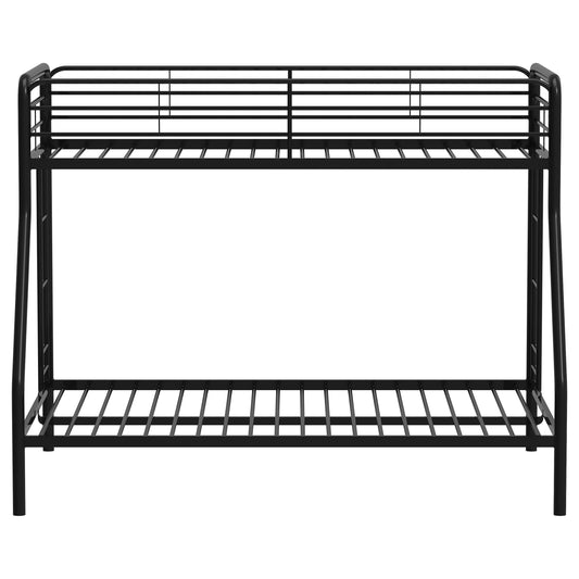  Coaster Furniture Carson 460340BLK Metal Twin Over Full Bunk Bed - Glossy Black IMAGE 1