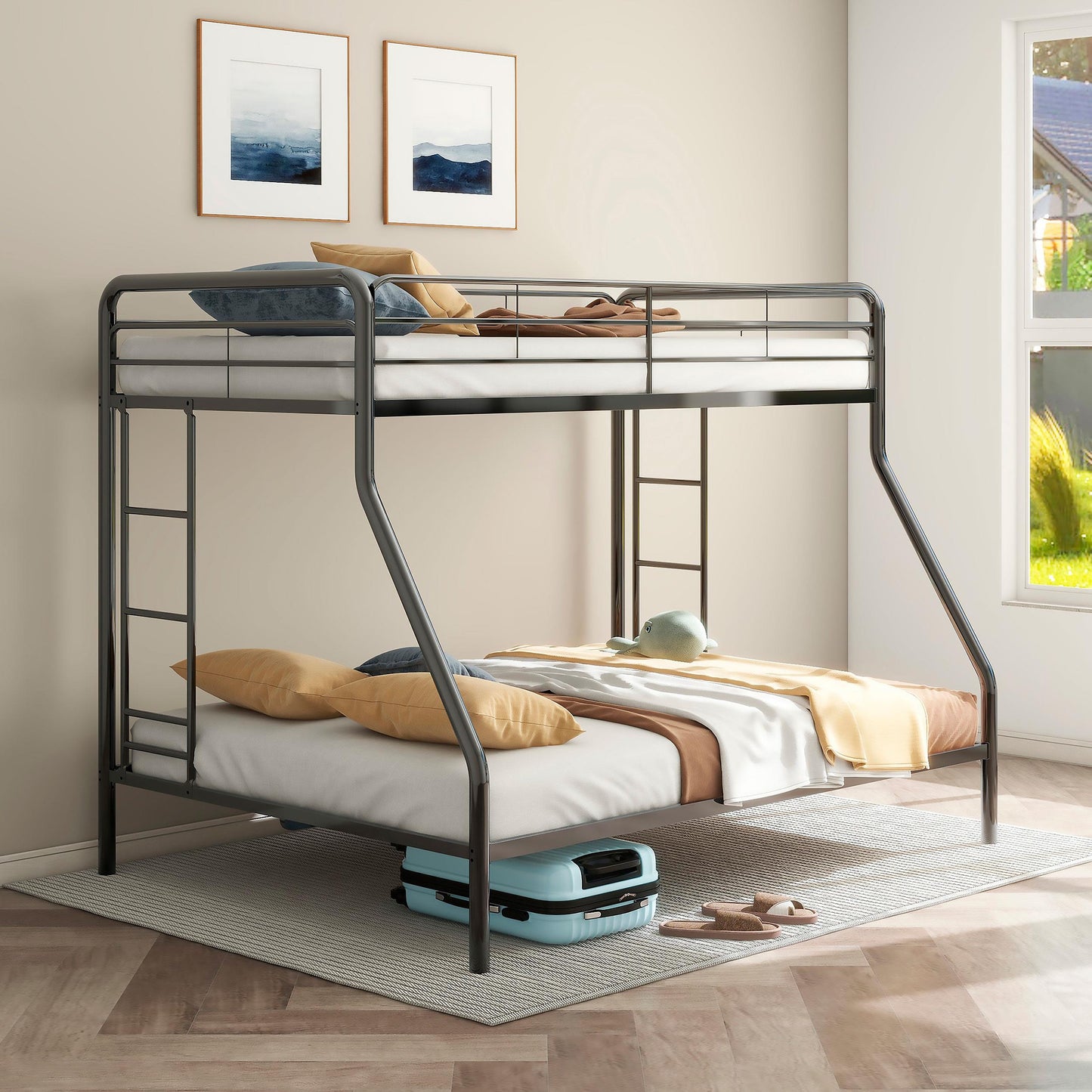  Coaster Furniture Carson 460340BLK Metal Twin Over Full Bunk Bed - Glossy Black IMAGE 6