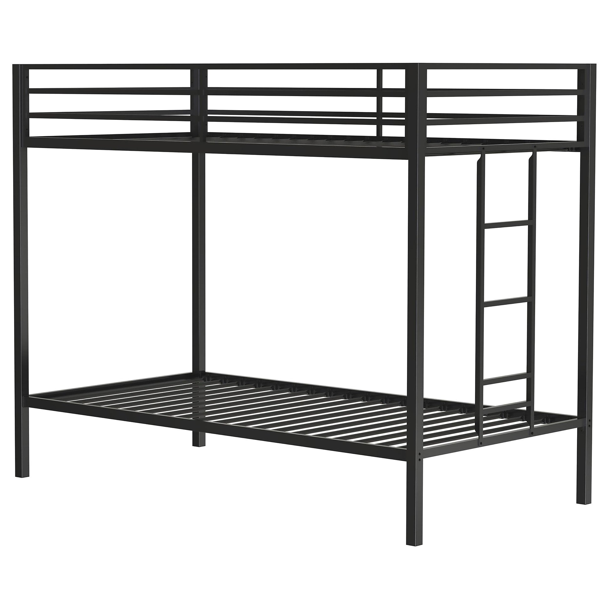  Coaster Furniture Alevera 460361BLK Metal Twin Over Twin Bunk Bed with Ladder - Black IMAGE 2