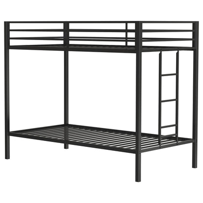  Coaster Furniture Alevera 460361BLK Metal Twin Over Twin Bunk Bed with Ladder - Black IMAGE 2