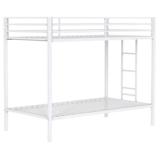  Coaster Furniture Alevera 460361WHT Metal Twin Over Twin Bunk Bed with Ladder - White IMAGE 1