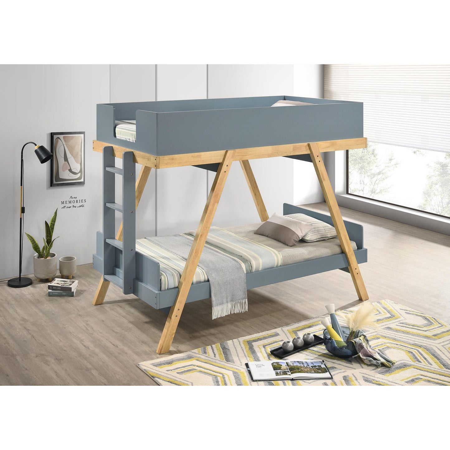  Coaster Furniture Frankie 460572T-SM Twin Over Twin Bunk Bed with 7-inch Mattresses - Blue IMAGE 4