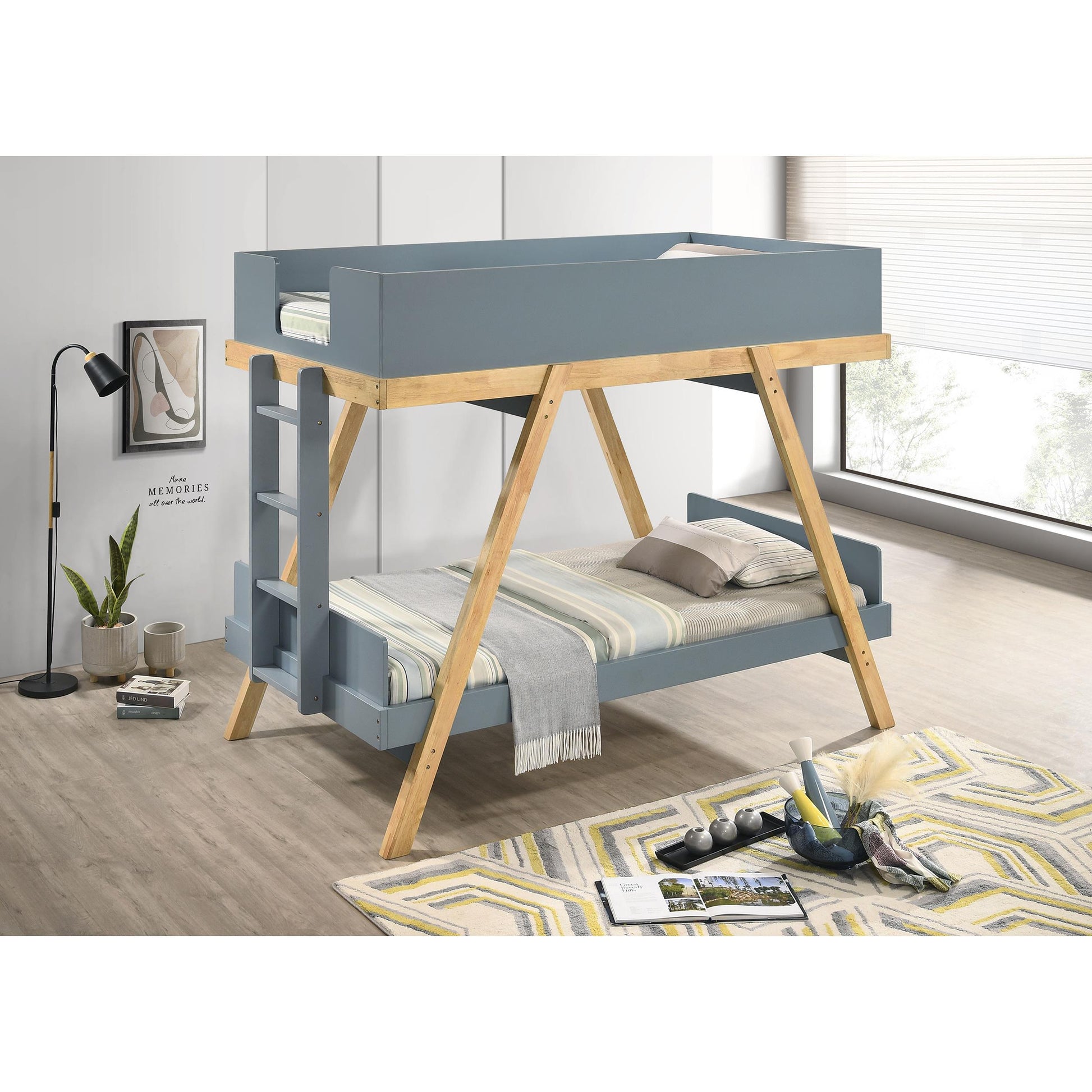  Coaster Furniture Frankie 460572T-SM Twin Over Twin Bunk Bed with 7-inch Mattresses - Blue IMAGE 4